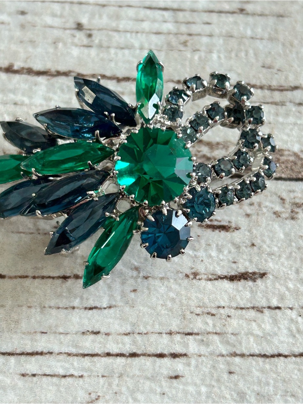 JULIANA Emerald & Teal Crystal Floral Brooch - Women Jewelry